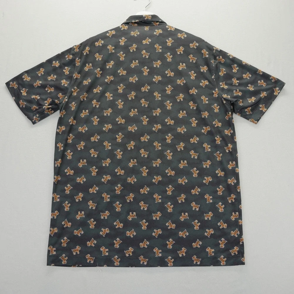 Waggle Golf Polo Mens XL Charcoal Grey Tiger Goat Print Performance Shirt Short - Picture 7 of 7
